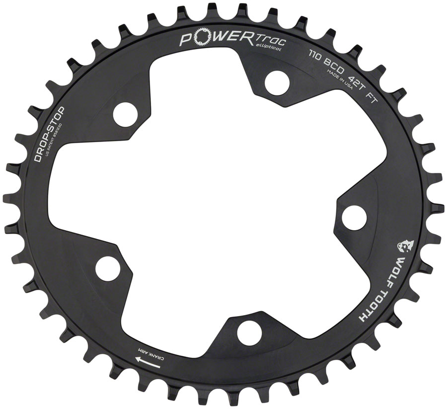 パーツ WOLF TOOTH dropstop chainring BCD110 38T Wolf Tooth Elliptical 110 BCD Chainring - 38t 110 BCD 5-Bolt Drop