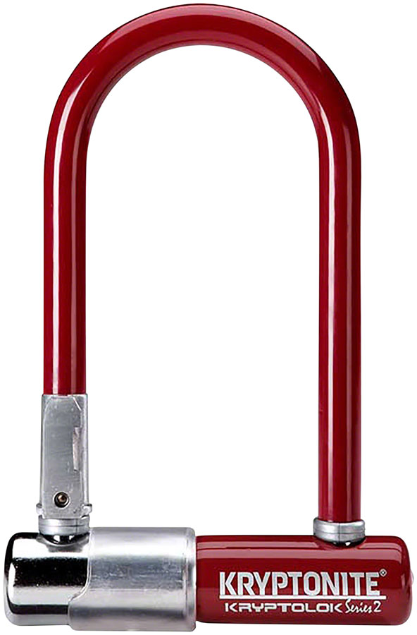 Kryptonite Krypto Series 2 Mini-7 U-Lock 3.25 x 7" Keyed Maroon w/ bracket
